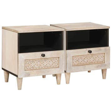 vidaXL Nachtkastje 2 st Wit 40 x 33 x 46 cm Bewerkt hout, Minder dan 45 cm, Verzenden, Nieuw, Minder dan 55 cm