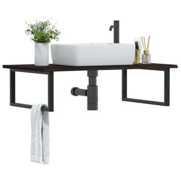 vidaXL Badkamer wandschap staal en massief eikenhout, Verzenden, Nieuw