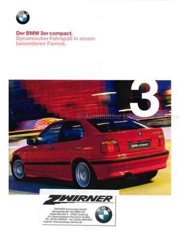 2000 BMW 3 SERIE COMPACT BROCHURE DUITS, Nieuw, BMW, Author