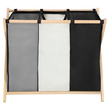Wasmand - Opvouwbaar - Beukenhout - Polyester - 3 Vakken, Ophalen of Verzenden, Nieuw