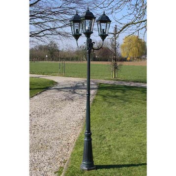 vidaXL Tuinlantaarn Brighton 3-arms 230 cm donkergroen/zwart, Verzenden, Nieuw, Aluminium, Staande lamp