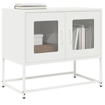 vidaXL Tv-meubel 68x39x60,5 cm koudgewalst staal wit, Verzenden, Nieuw, Metaal