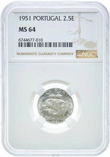Portugal. 2 ½ Escudos 1951 - NGC MS64