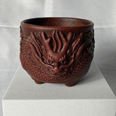 Chinese Yixing Zhu-modder Bonsai-pot - Hoog reliëf, Antiek en Kunst, Antiek | Overige Antiek