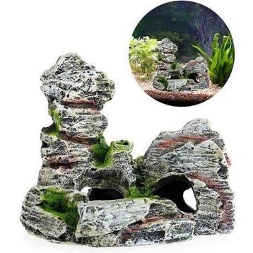 Aquarium Grot Decoratie met Gras Rots Berg Ornament, Verzenden, Nieuw