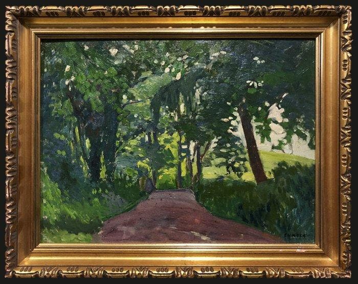 École Impressioniste (c. 1900) - Sur la Route Rose, Antiek en Kunst, Kunst | Schilderijen | Klassiek