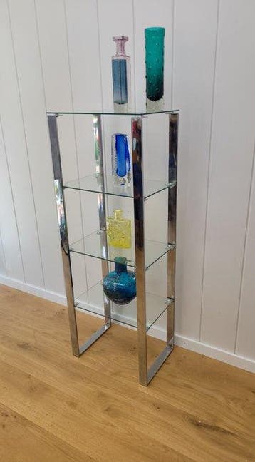 Gebra - Plank - Glas, Chroom - getemperd glas