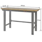 Werkbank grijs 150 cm met hardhouten blad - open model, Ophalen of Verzenden, Nieuw