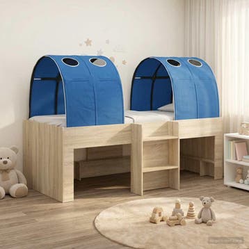 vidaXL Bed met Tunnel 3 st Sonoma eiken en blauw Bewerkt, Verzenden, Nieuw, Bruin, Hout