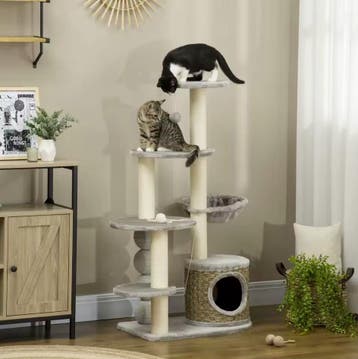 Moderne Katten Krabpaal met Grot, Hangmat en Klimplatforms, Dieren en Toebehoren, Krabmeubelen, Verzenden, Nieuw, Krabpaal