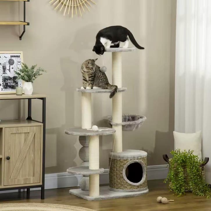 Moderne Katten Krabpaal met Grot, Hangmat en Klimplatforms, Dieren en Toebehoren, Krabmeubelen, Krabpaal, Nieuw, Verzenden