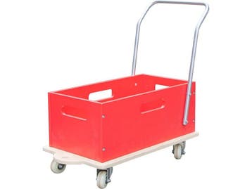 Classic World Houten Loopwagen - 65,5x36x70 cm - Rood Zilver, Verzenden, Nieuw