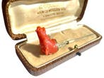 Speld Antiek Italiaans koraal, 9kt goud, met gegraveerd, Sieraden, Tassen en Uiterlijk, Antieke sieraden