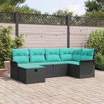 vidaXL Tuin Sofa Set met kussen met opslag 6 pcs Poly riet, Verzenden, Nieuw, Rotan, 6 zitplaatsen