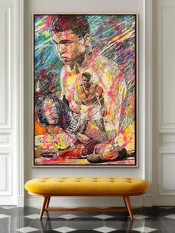 Joaquim Falco - CASSIUS CLAY NOCAUT XXL Fluor paint, Antiek en Kunst