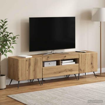 vidaXL 3-delige LED TV-kast BREDA 3 st Artisanaal eiken, Minder dan 50 cm, Verzenden, Nieuw, Minder dan 100 cm