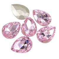 2 x Kristallen facet cabochon druppel – Roze – 13 x 18 m, Ophalen of Verzenden, Nieuw, Overige typen