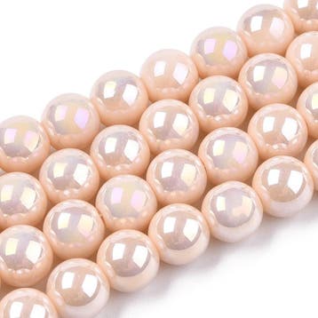 10 x Diamond coated glaskralen 8~8,5mm gat: 1,5mm Peach Puff, Ophalen of Verzenden, Nieuw, Kraal