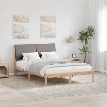 vidaXL Bedframe Bruin en taupe 150 x 200 cm Massief, Bruin, Verzenden, Hout, Nieuw