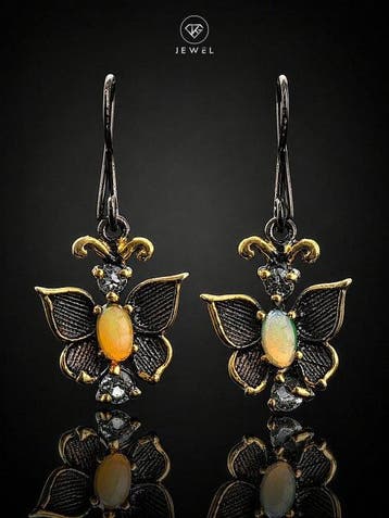 Opal druppeloorbellen - 925 sterlingzilver - rhodium- en