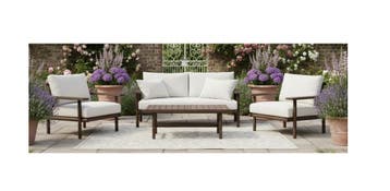 Stoel-Bank Loungeset Laruna Acaciahout Vintage Bruin /  Wit, Tuin en Terras, Tuinbanken, Verzenden, Nieuw