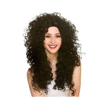 Zwarte pruik met krullen, Verzenden, Nieuw, Feestartikel