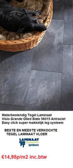 VISIO GRANDE TEGEL LAMINAAT 7 DECOR v.a. 14,95p/m2 Incl. btw, 75 m² of meer, Nieuw, Ophalen of Verzenden, Crème