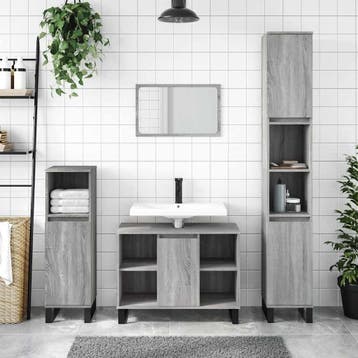 vidaXL Badkamerkast 80x33x60 cm bewerkt hout grijs sonoma, Verzenden, Nieuw