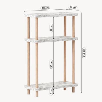 Staand rek Nampernu 62x40x18 cm met deur opbergvakken marmer, Verzenden, Nieuw