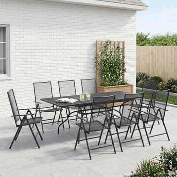 vidaXL Tuin eettafelset 9 pcs Antracietkleurig 212 x 90 x 76, Verzenden, Nieuw, Meer dan 8 zitplaatsen