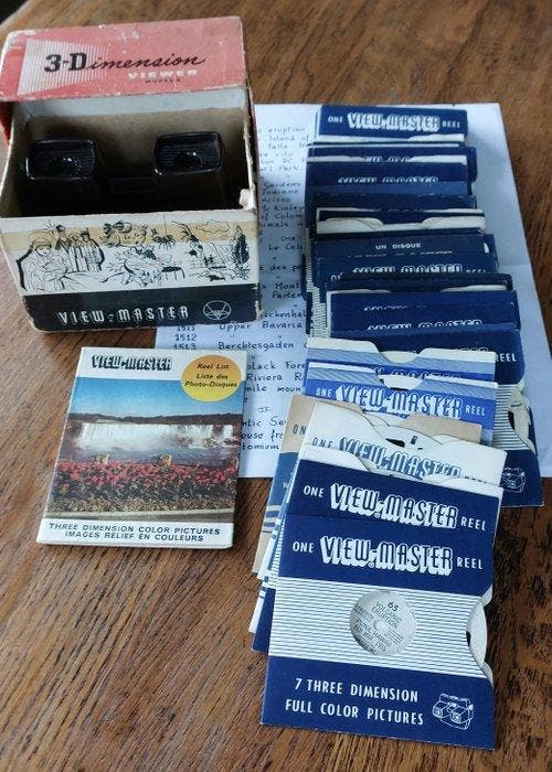Sawyer Model E - View-Master 3D stereoscope viewer set with, Verzamelen, Fotografica en Filmapparatuur
