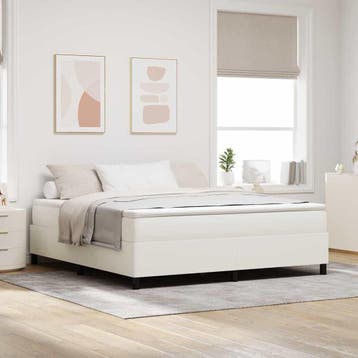 vidaXL Platform bedframe Crème 180 x 200 cm Katoen Stof, Verzenden, Crème, Stof, Nieuw