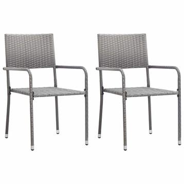 vidaXL 3-delige Tuinset poly rattan antracietkleurig en, Tuin en Terras, 2 zitplaatsen, Nieuw, Tuinset, Verzenden