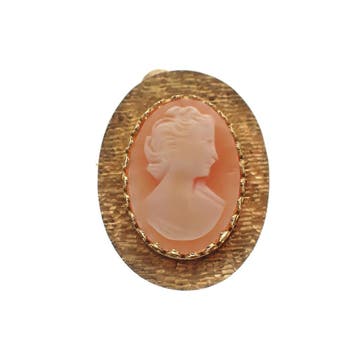 Vintage 18 Krt. Gouden broche/hanger met camee., Ophalen of Verzenden, Gebruikt, Goud, Overige merken