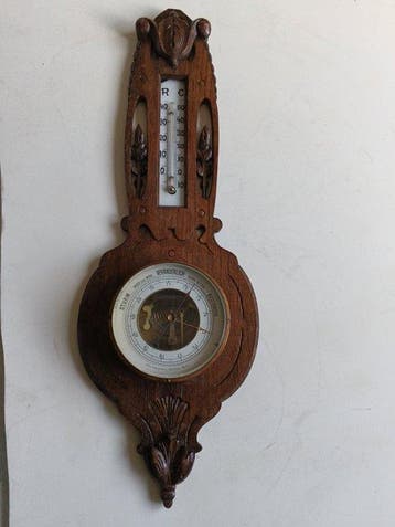 Barometer - Hout, Glas, Brons