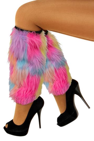 Regenboog Beenwarmers Bont Felle Kleuren Pride Nepbont Faux, Ophalen of Verzenden, Nieuw, Carnaval