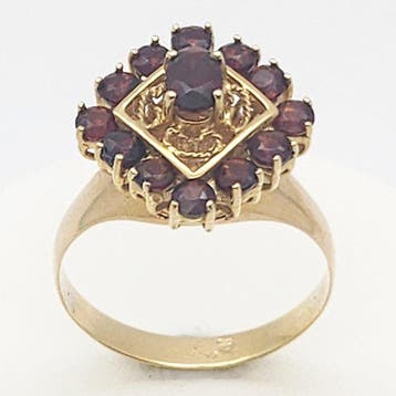 Ring - 18 karaat Geel goud - 0.45ct. tw. Granaat - Granaat, Sieraden, Tassen en Uiterlijk, Nieuw