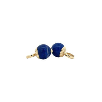 Gouden creoolhangers met lapis lazuli 14 karaat, Verzenden, Zo goed als nieuw, Goud