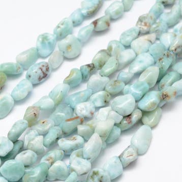 20 x Edelsteen kralen chips larimar 6-8 x 4-6 mm – gat 1.., Ophalen of Verzenden, Nieuw, Kraal