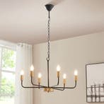 Kroonluchter Bishop 6-lichts 153x62x62 cm zwart en messing l, Huis en Inrichting, Lampen | Kroonluchters, Verzenden, Nieuw