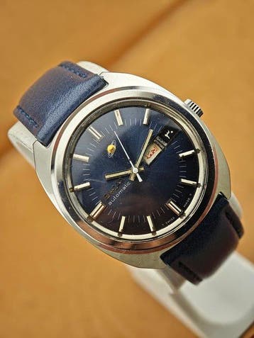 Enicar - Automatic Day-Date – Blue Sunburst Dial – Vintage, Nieuw