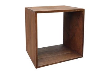 Bijzettafel MAKASSAR 45cm met opbergruimte mangohout bruin, Ophalen of Verzenden, Nieuw