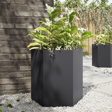 vidaXL Plantenbakken 2 st zeshoek 46x40x45 cm staal zwart, Verzenden, Nieuw, Metaal