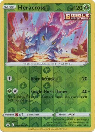 Heracross 006/198 reverse holo Chilling Reign, Ophalen of Verzenden, Nieuw, Losse kaart, Foil