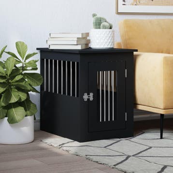 vidaXL Hondenbench 45x62x59 cm bewerkt hout zwart, Verzenden, Nieuw