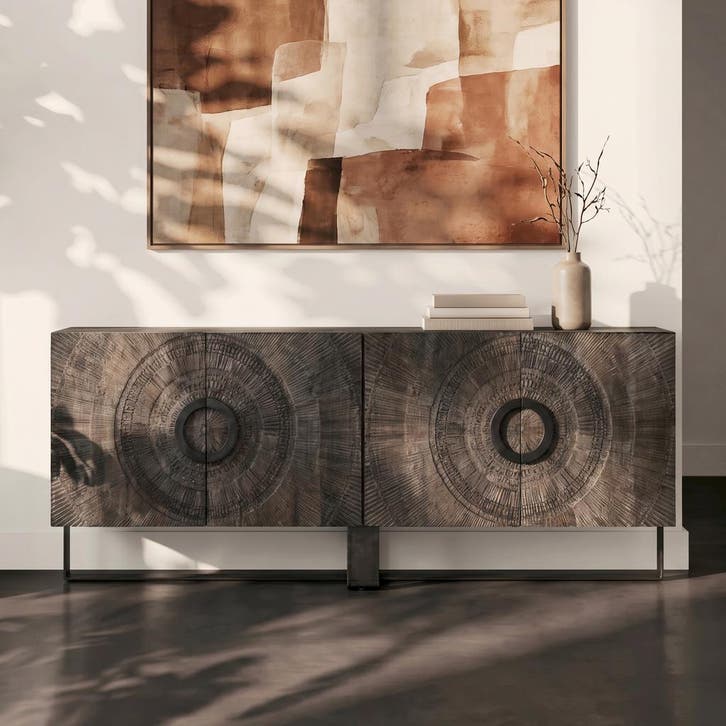 *WOONWINKEL* Tower Living Padua Uniek Dressoir Mangohout, Huis en Inrichting, Kasten | Dressoirs, Nieuw, Verzenden