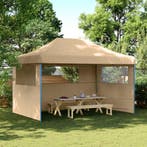 vidaXL Partytent inklapbaar pop-up met 3 zijwanden beige, Tuin en Terras, Partytenten, Verzenden, Nieuw, Partytent