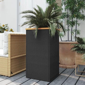 vidaXL Plantenbak 40x40x80 cm poly rattan zwart, Tuin en Terras, Kunststof, Verzenden, Minder dan 60 cm, Nieuw