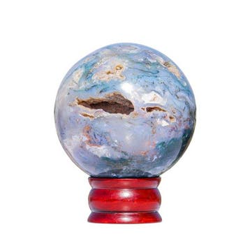 105mm Natuurlijke Groene Mosagaat Druzy Bol – Designer Luxe