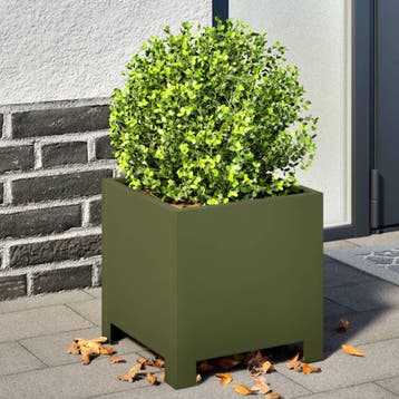 vidaXL Plantenbakken 2 st 30x30x30 cm staal olijfgroen, Verzenden, Nieuw, Metaal